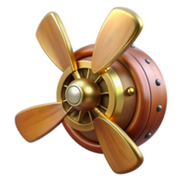 harmonious mesmerizing Steampunk airship propeller made of polished wood and copper. NO BACKGROUND with Transparent Background. impeccable png