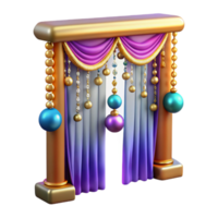 dramatic traditional Colorful Beaded Curtain Front View Isolated on Transparent Background professional png