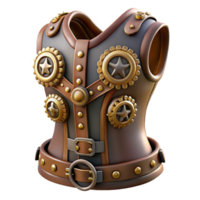 impressive dramatic impressionist Steampunk corset with gears, buckles, and leather straps. NO BACKGROUND with Transparent Background. ultra HD png