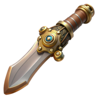 extraordinary distinctive Steampunk knife with ornate handle and retractable blade. NO BACKGROUND with Transparent Background. png