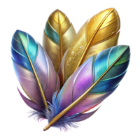 elegant traditional Colorful Bird Feathers Close Up Isolated on Transparent Background high resolution png