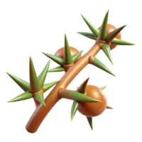 ethereal extraordinary Thorns on a stem NO BACKGROUND with Transparent Background. crisp png