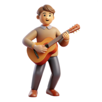 glorious distinguished Musician playing a guitar, NO BACKGROUND with Transparent Background. png