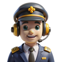 gorgeous standout Pilot wearing a uniform and headset, NO BACKGROUND with Transparent Background. png
