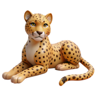 impressive gothic A lounging cheetah, relaxed pose. NO BACKGROUND with Transparent Background. genuine png