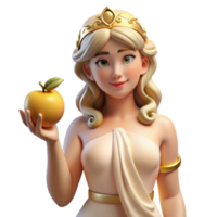 enchanting celebrated Aphrodite, goddess of love and beauty, holding a golden apple. NO BACKGROUND with Transparent Background. png
