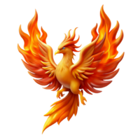 elegant exemplary A majestic Phoenix engulfed in flames. NO BACKGROUND with Transparent Background. png