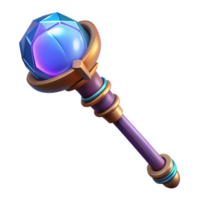 fascinating creative A wizard's staff topped with a glowing crystal orb, NO BACKGROUND with Transparent Background. exclusive png