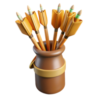 energetic dramatic A quiver full of arrows, fletched with eagle feathers, NO BACKGROUND with Transparent Background. authentic png