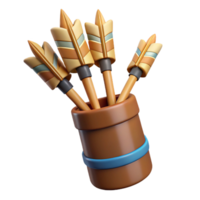iconic renaissance A quiver full of arrows, fletched with eagle feathers, NO BACKGROUND with Transparent Background. refined png