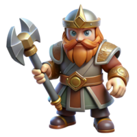 exceptional elegant A dwarf warrior, wielding a warhammer, NO BACKGROUND with Transparent Background. artisan png