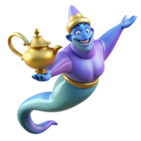 dramatic nostalgic contemporary A powerful genie, emerging from a magic lamp, NO BACKGROUND with Transparent Background. 4K png
