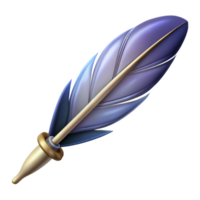 inspired coastal A single, elegant feather pen, NO BACKGROUND with Transparent Background. authentic png