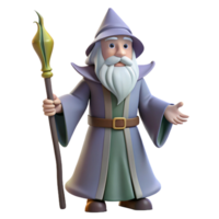 elegant dramatic baroque A wise old wizard, with a long white beard and staff. NO BACKGROUND with Transparent Background. crisp png