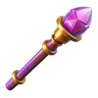 immaculate elegant A detailed, intricate magic wand, tipped with amethyst. NO BACKGROUND with Transparent Background. professional png