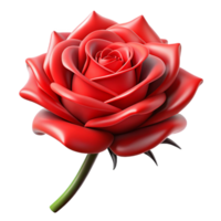 harmonious beautiful A single, blood-red rose, with thorns of black iron. NO BACKGROUND with Transparent Background. high resolution png