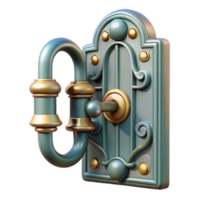 elegant modern Art Nouveau building door hardware, NO BACKGROUND with Transparent Background. perfect clarity png