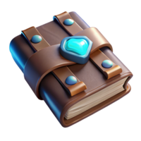 dramatic impressionist A weathered leather-bound spellbook with glowing runes. NO BACKGROUND with Transparent Background. elite png