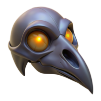 enchanting reflective traditional A single, realistic raven skull with glowing eye sockets. NO BACKGROUND with Transparent Background. detailed png
