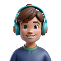 ethereal beautiful Teenage boy with headphones NO BACKGROUND with Transparent Background. professional png