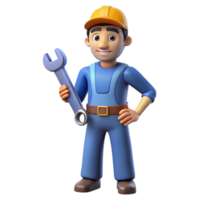 glorious rare Mechanic holding a wrench NO BACKGROUND with Transparent Background. png