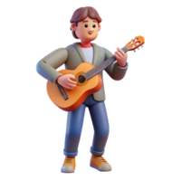 extraordinary geometric Musician playing a guitar NO BACKGROUND with Transparent Background. high quality png