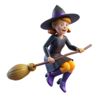 glorious inspired Witch riding a broomstick NO BACKGROUND with Transparent Background. png