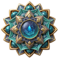 dramatic modern Complex Mandala with Intricate Details Cyan Transparent png