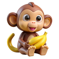 elegant exceptional Monkey eating a banana NO BACKGROUND with Transparent Background. png