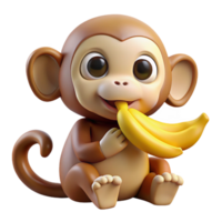 gorgeous exemplary Monkey eating a banana NO BACKGROUND with Transparent Background. png