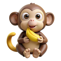 ethereal captivating Monkey eating a banana NO BACKGROUND with Transparent Background. handcrafted png