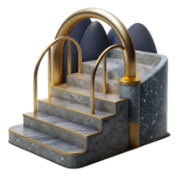 impressive modern Concrete Staircase with Metal Railing Isolated Element professional png