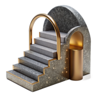 wonderful vintage Concrete Staircase with Metal Railing Isolated Element authentic png