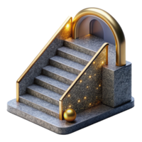 beautiful rustic Concrete Staircase with Metal Railing Isolated Element professional png
