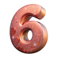 wonderful traditional Coral Modern Font Number 6 Isolated on Transparent Background high resolution png