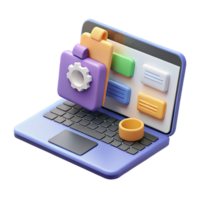 exceptional tropical Laptop with project management software open NO BACKGROUND with Transparent Background. studio quality png