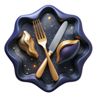 elegant minimalist Cutlery Set Fork and Knife Symmetrical Placement Isolated high resolution png