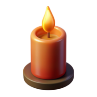 fascinating rustic A single, burning candle, emitting a flickering flame. NO BACKGROUND with Transparent Background. sharp png