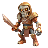 gorgeous sought-after A menacing skeleton warrior, wielding a rusty sword. NO BACKGROUND with Transparent Background. png
