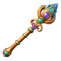 extraordinary organic A stylized magic staff, adorned with intricate carvings. NO BACKGROUND with Transparent Background. high resolution png