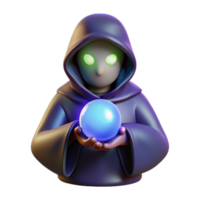 elegant quintessential A mysterious hooded figure, holding a glowing orb. NO BACKGROUND with Transparent Background. png