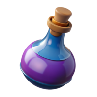 enchanting quintessential A single, stylized potion bottle, corked and labeled. NO BACKGROUND with Transparent Background. png