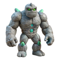 enchanting classic A powerful golem, made of stone. NO BACKGROUND with Transparent Background. handcrafted png