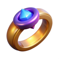 glorious acclaimed A stylized magic ring, inlaid with a glowing gemstone. NO BACKGROUND with Transparent Background. png
