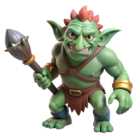glorious timeless A fearsome troll, wielding a crude club. NO BACKGROUND with Transparent Background. png