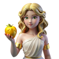 glorious rustic Aphrodite, Goddess of Love and Beauty, holding a golden apple NO BACKGROUND with Transparent Background. luxury png
