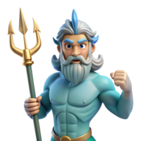elegant notable Poseidon, God of the Sea, wielding a trident NO BACKGROUND with Transparent Background. png