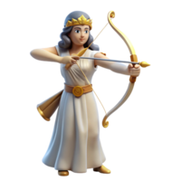 immaculate renaissance Artemis, Goddess of the Hunt, with a bow and arrow NO BACKGROUND with Transparent Background. gallery standard png