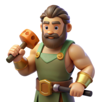 enchanting notable Hephaestus, God of the Forge, with a hammer NO BACKGROUND with Transparent Background. png