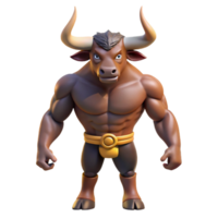 impressive energetic geometric Minotaur, mythical creature, half bull half man NO BACKGROUND with Transparent Background. expertly shot png